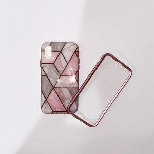Pink white and grey marble iPhone X cosmo case